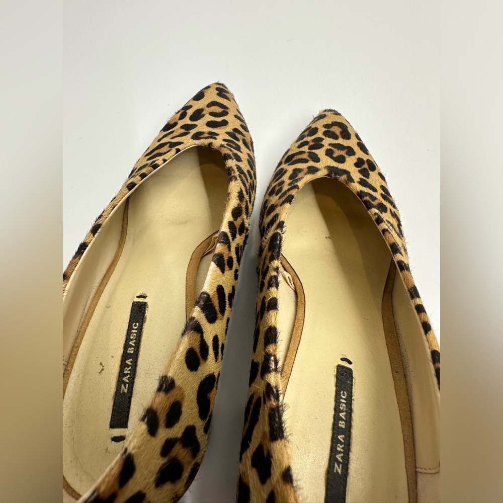 Zara Leopard Print Block Heel Pumps - Tan, Black - Picture 10 of 15